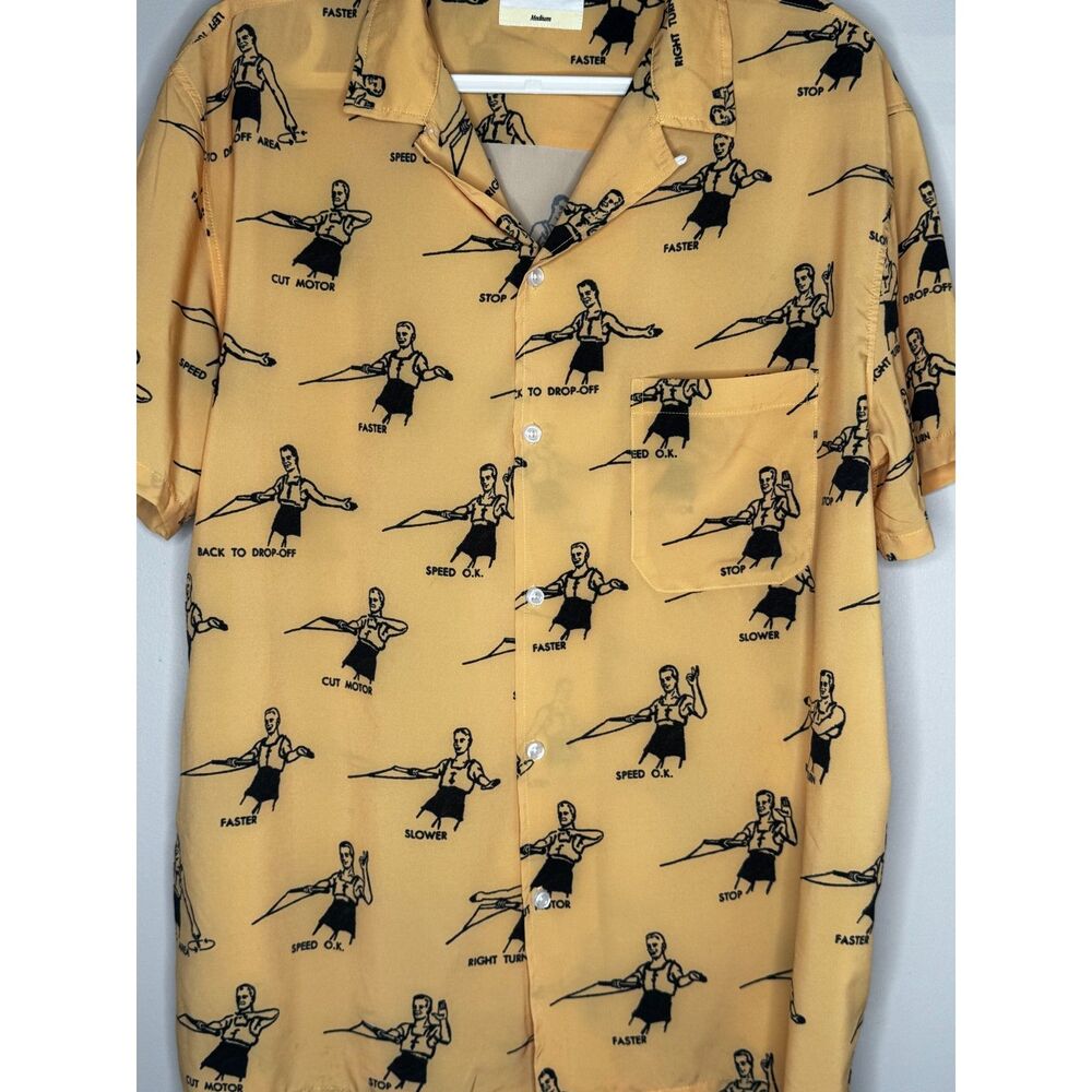 Duvin Yellow Graphic Hawaiian Ski Wakeboard Shirt Medium Retro Vacation Print M - Picture 4 of 7